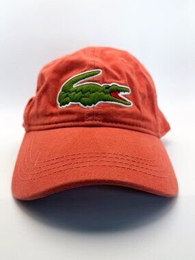 Lacoste Big Croc Coral Salmon Red Adjustable Hat - Excellent!